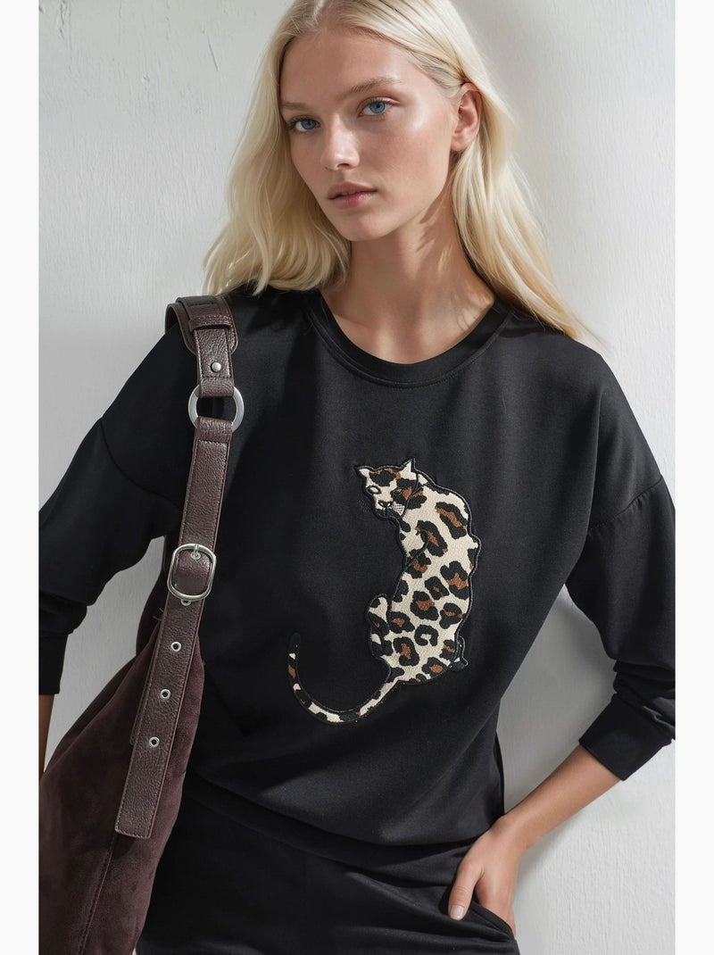 Modal touch conjunto de duas peças com padrão leopardo hiccup Preto - Kiabi