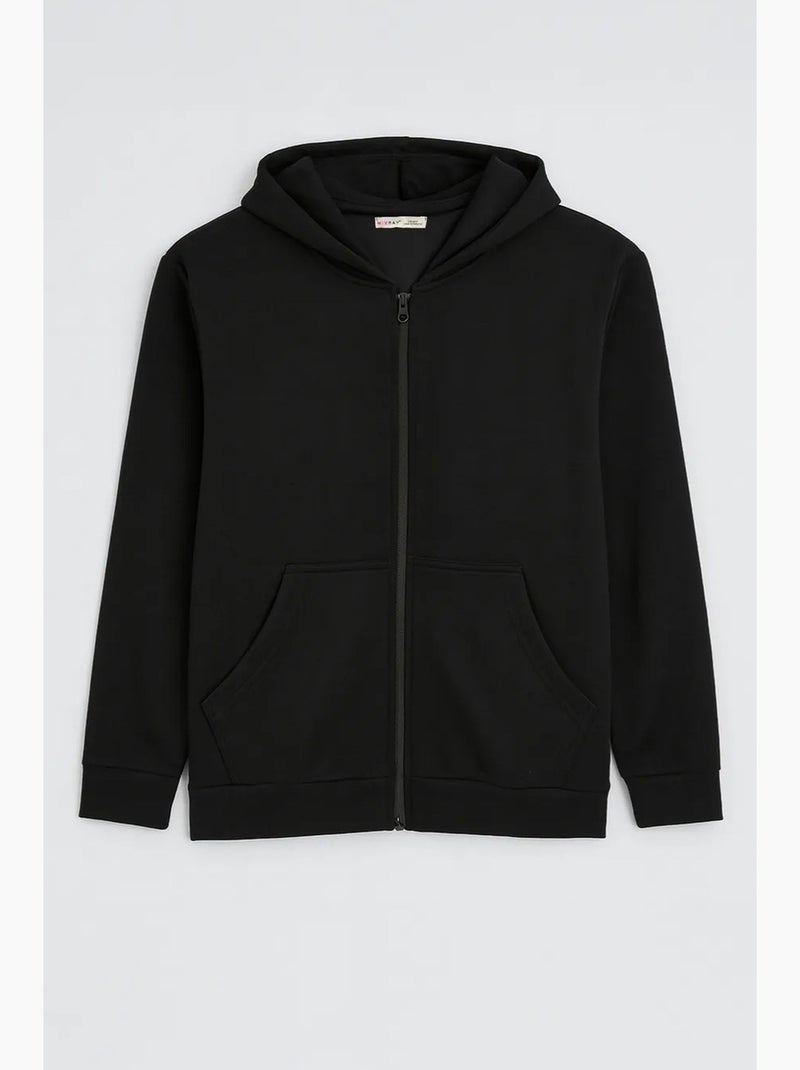 Moletom com capuz feminino com zíper frontal mixray Preto - Kiabi