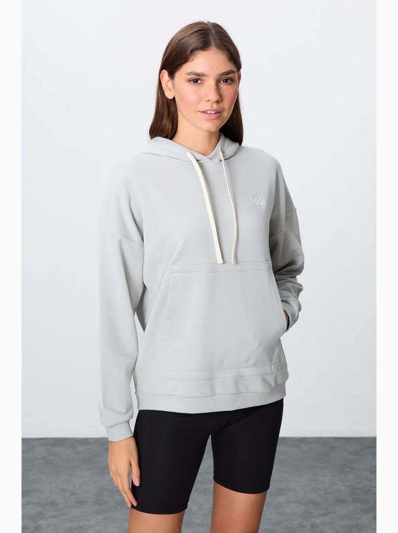 Moletom com capuz oversized e bolso tommy Cinza claro - Kiabi