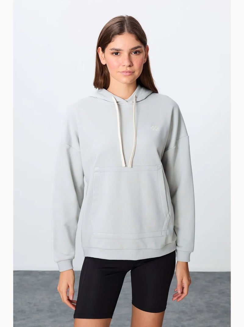 Moletom com capuz oversized e bolso tommy Cinza claro - Kiabi