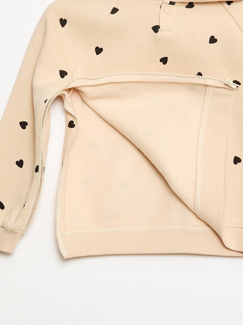 Moletom com fechos laterais - coleção fácil de vestir Bege - Kiabi