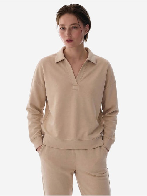 Moletom com gola polo em modal penti - Kiabi Moletom com gola polo em modal penti - Kiabi