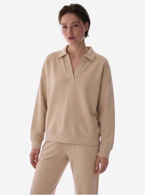 Moletom com gola polo em modal penti - Kiabi Moletom com gola polo em modal penti - Kiabi