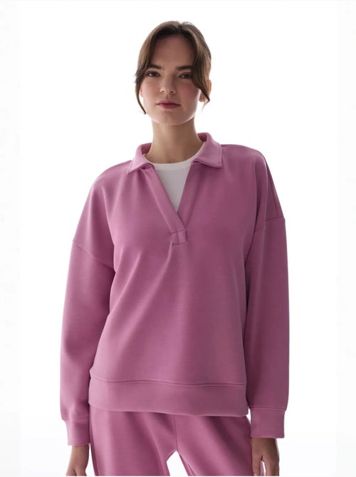 Moletom com gola polo em modal penti - Kiabi Moletom com gola polo em modal penti - Kiabi