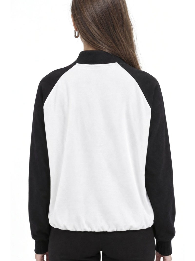 Moletom feminino busem Branco Preto - Kiabi