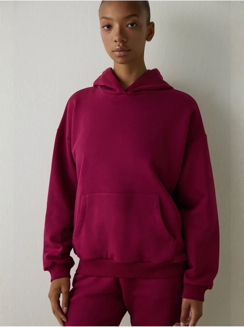 Moletom oversized com capuz penti Vermelho bordô - Kiabi