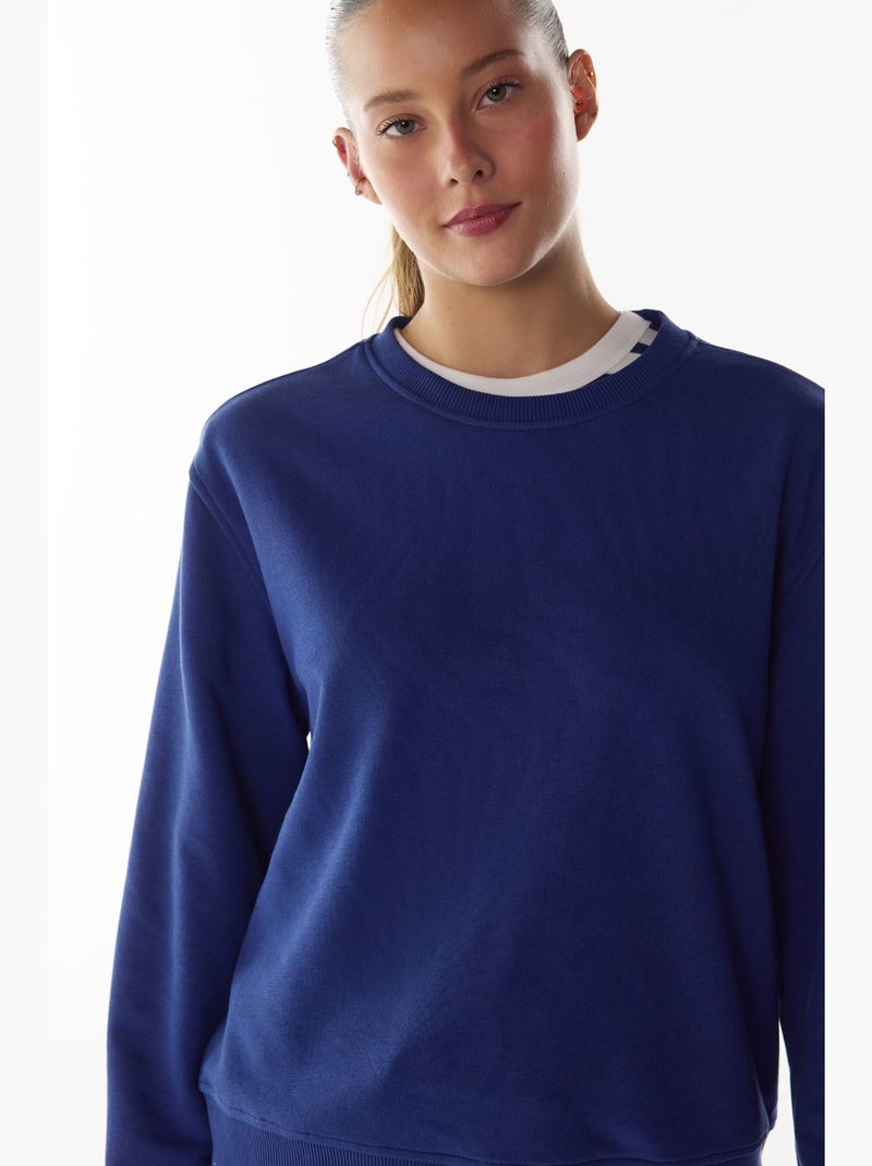 Moletom oversized feminino com gola redonda penti Azul-cobalto - Kiabi