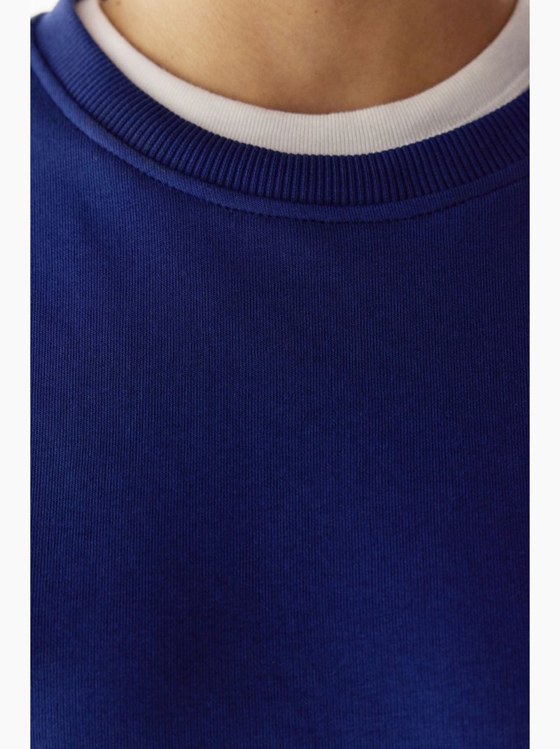 Moletom oversized feminino com gola redonda penti Azul-cobalto - Kiabi