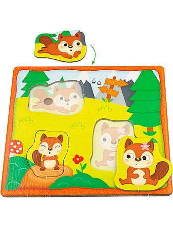 Montessori lisciani 6 quebra-cabeças para encaixar peças de animais