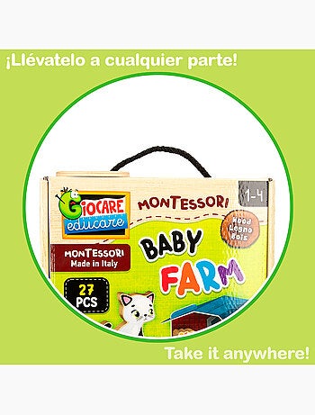 Montessori lisciani quebra-cabeças de quinta 12 peças com 5 animais de madeira e 5 casas 3d