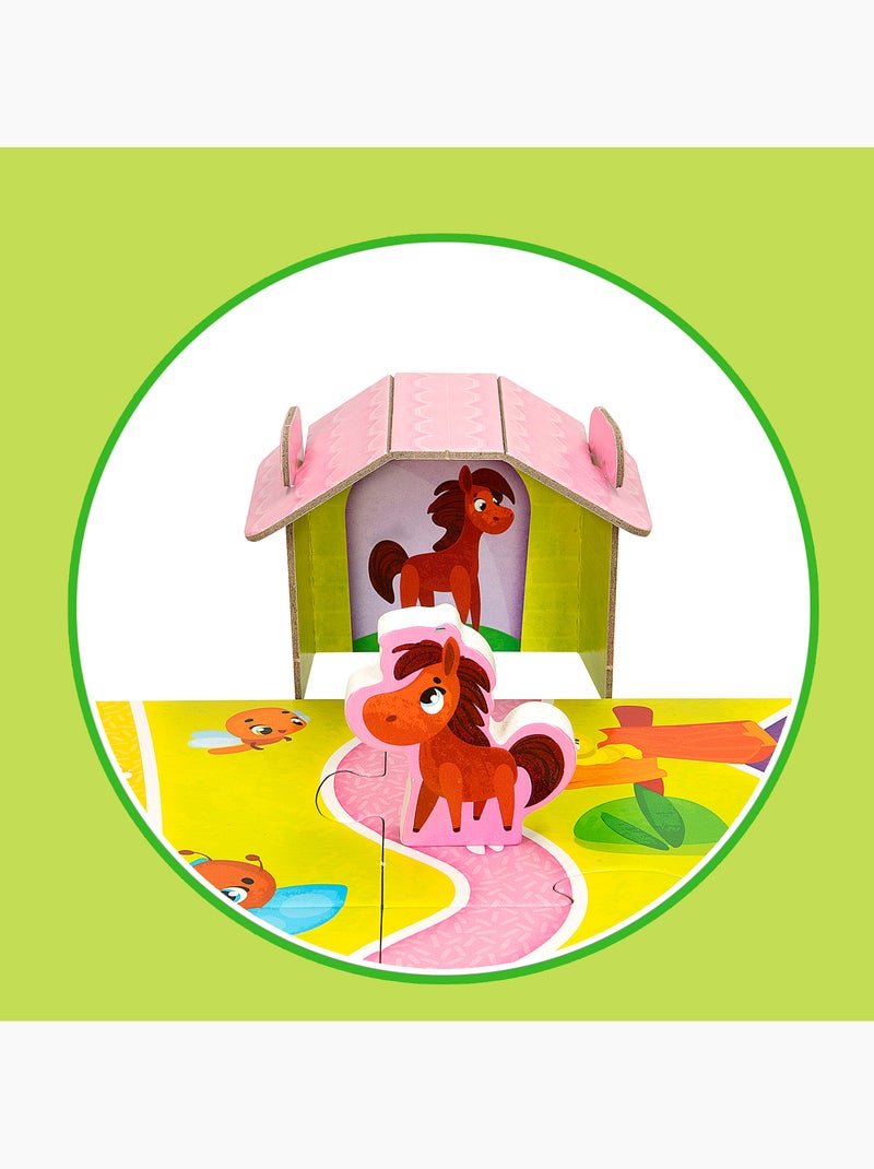 Montessori lisciani quebra-cabeças de quinta 12 peças com 5 animais de madeira e 5 casas 3d N/D - Kiabi