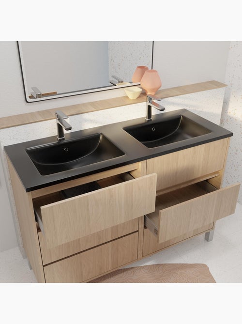 Móvel de casa de banho com lavatório duplo e 6 gavetas - Kiabi Móvel de casa de banho com lavatório duplo e 6 gavetas - Kiabi