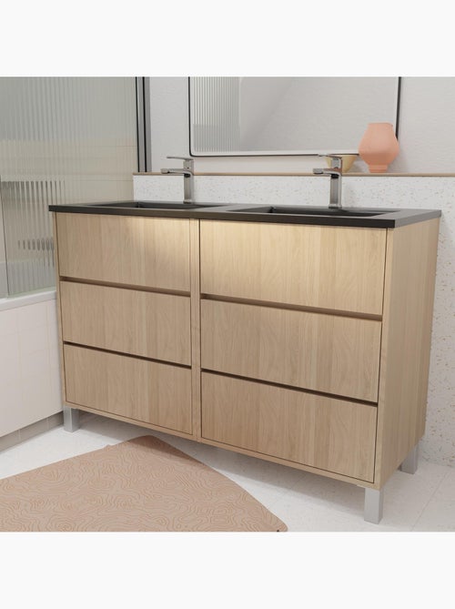Móvel de casa de banho com lavatório duplo e 6 gavetas - Kiabi Móvel de casa de banho com lavatório duplo e 6 gavetas - Kiabi