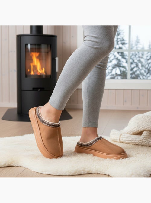 Mulas mulher estilo escandinavo, forro quente, sola antiderrapante ozabi - Kiabi