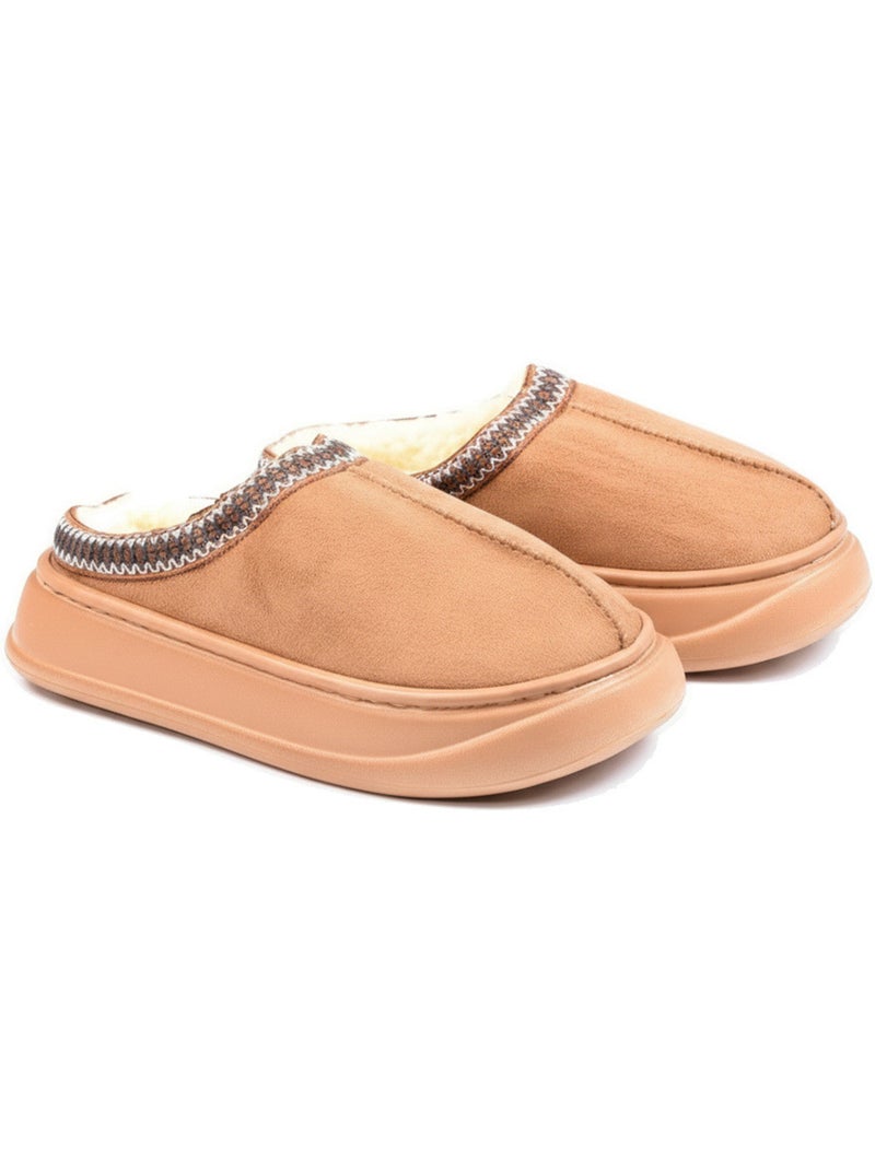 Mulas mulher estilo escandinavo, forro quente, sola antiderrapante ozabi Castanho - Kiabi
