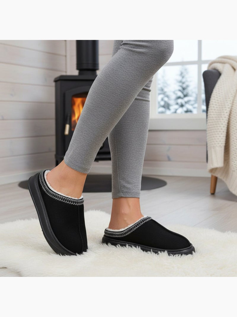 Mulas mulher estilo escandinavo, forro quente, sola antiderrapante ozabi Preto - Kiabi