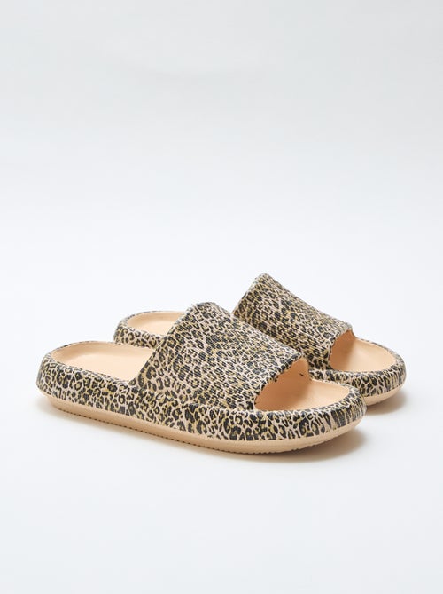 Mule de piscina com estampado de leopardo - Kiabi