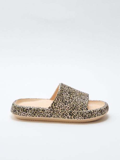 Mule de piscina com estampado de leopardo - Kiabi