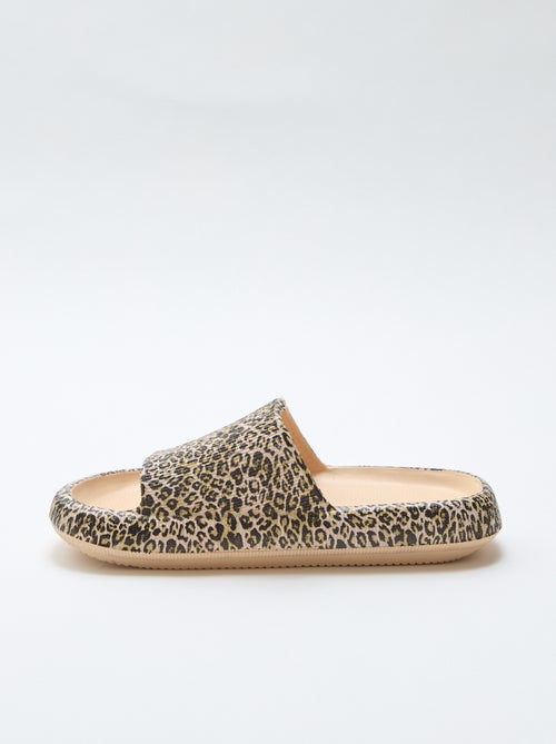 Mule de piscina com estampado de leopardo - Kiabi