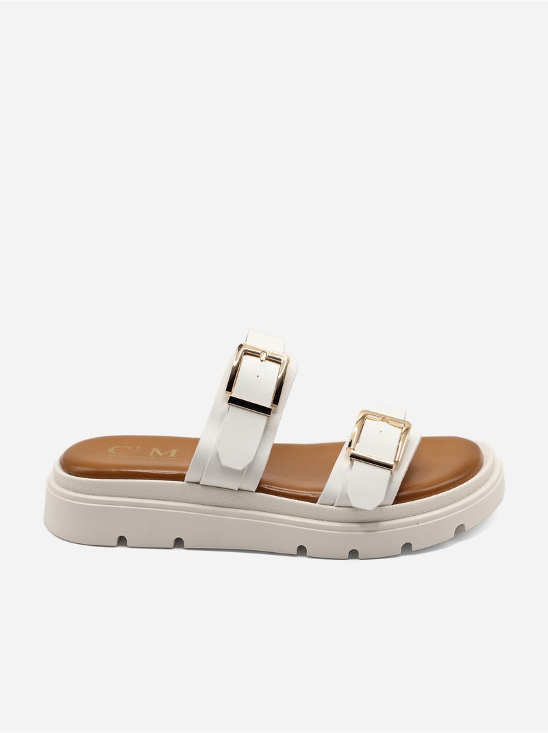 Mules com duas tiras Branco - Kiabi