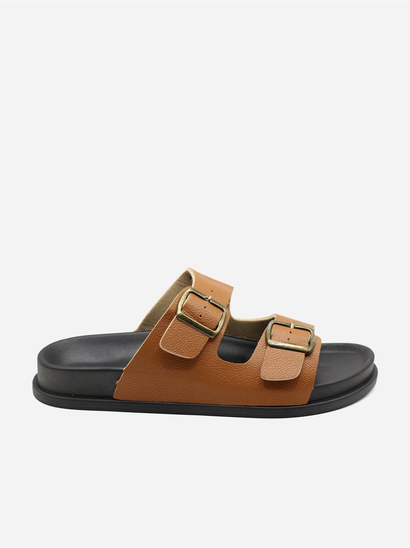 Mules com duas tiras Camelo - Kiabi