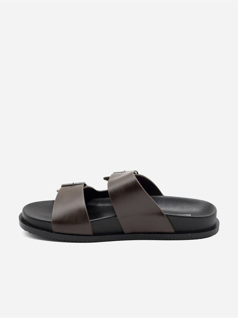 Mules com duas tiras Castanho-escuro - Kiabi