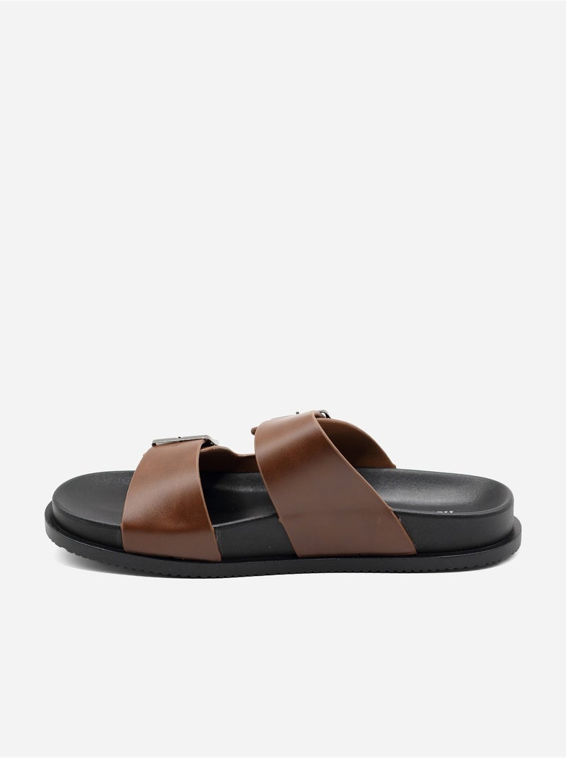 Mules com duas tiras Castanho - Kiabi