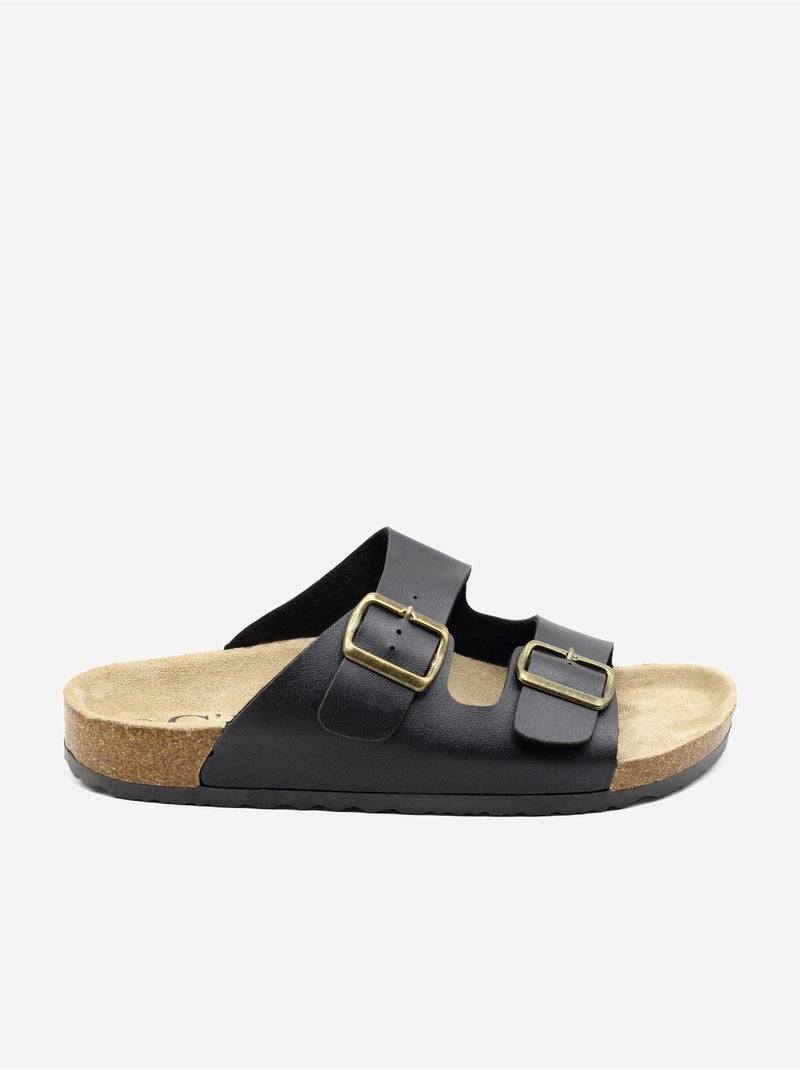 Mules com duas tiras Preto - Kiabi