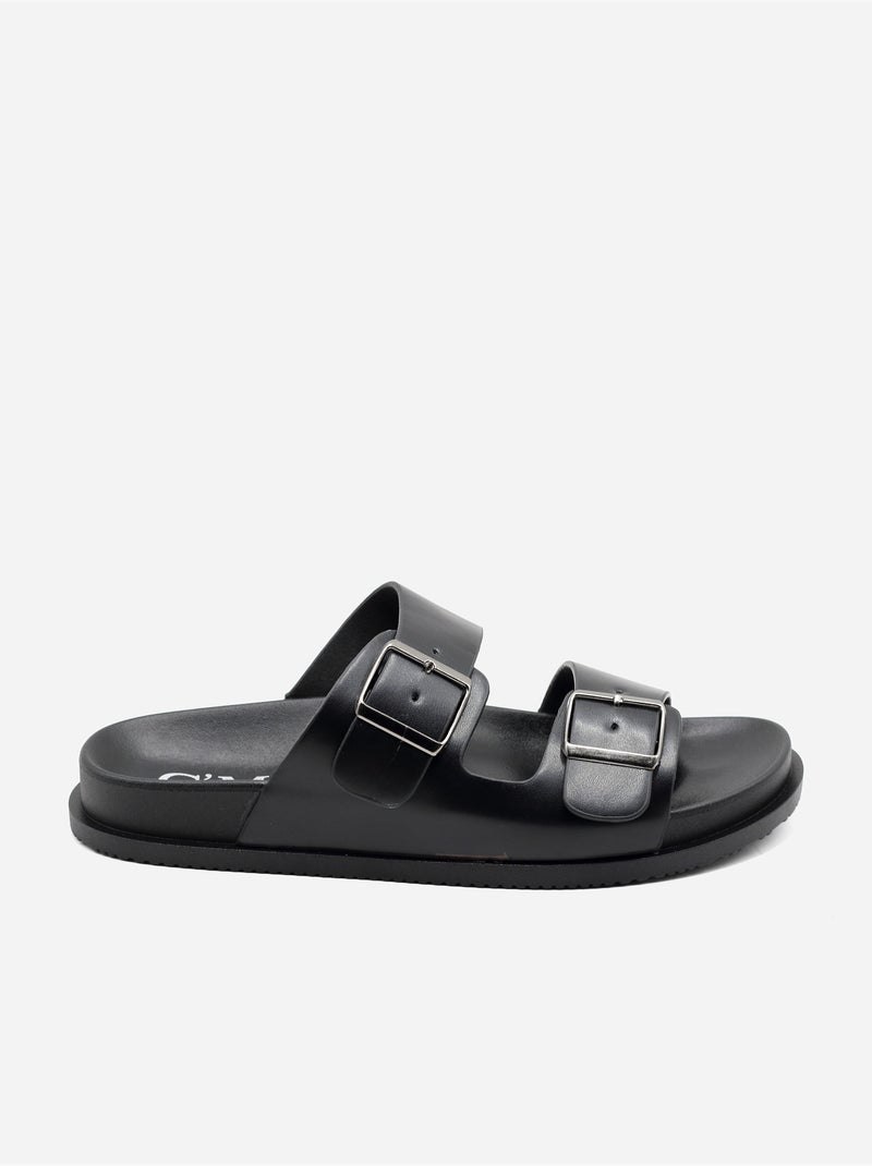 Mules com duas tiras Preto - Kiabi