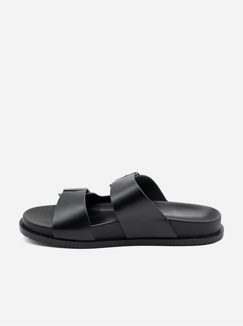 Mules com duas tiras Preto - Kiabi