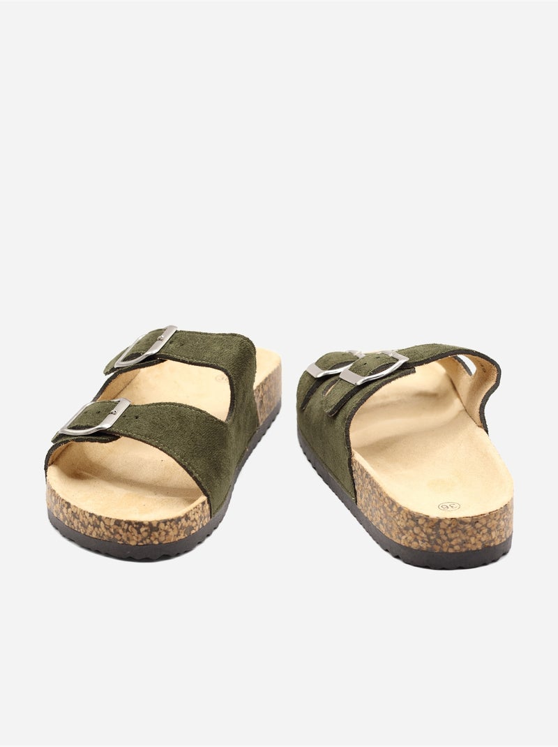Mules com duas tiras Verde - Kiabi