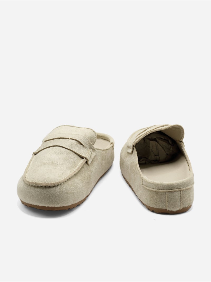 Mules com efeito de camurça Creme - Kiabi