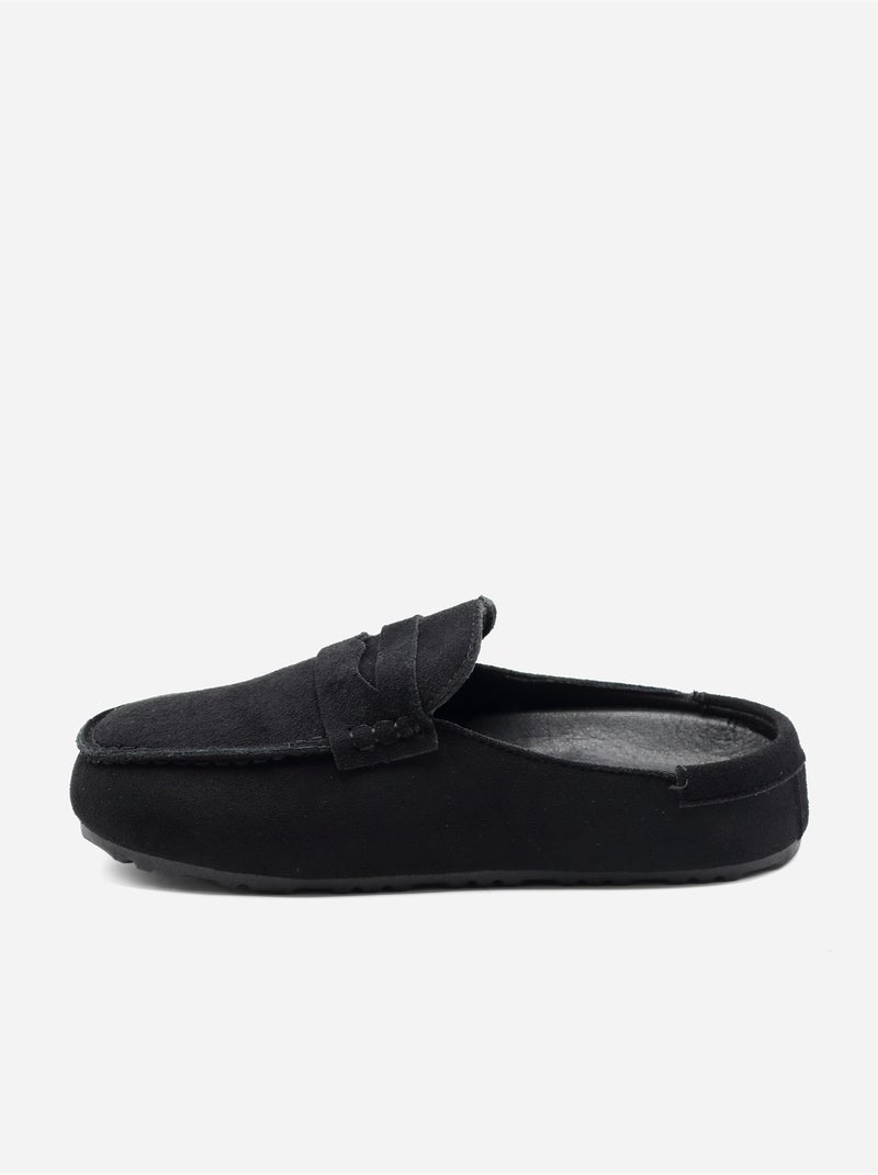 Mules com efeito de camurça Preto - Kiabi
