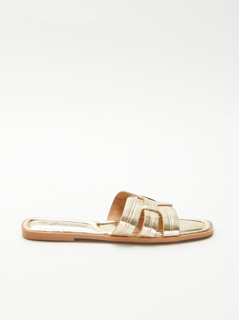 Mules com efeito de pele craquelada Amarelo - Kiabi