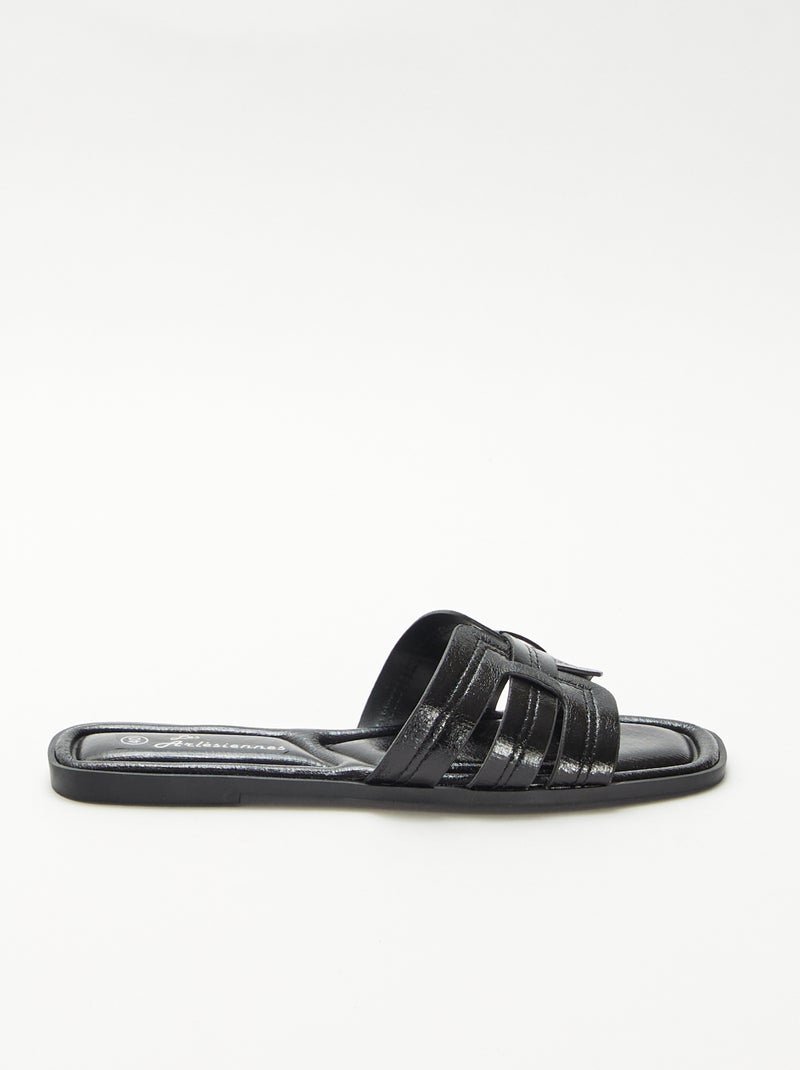 Mules com efeito de pele craquelada Preto - Kiabi