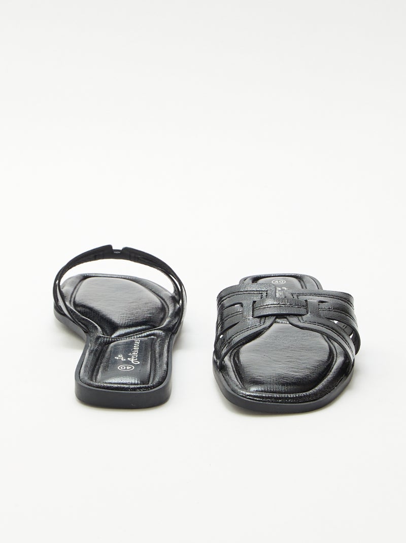 Mules com efeito de pele craquelada Preto - Kiabi