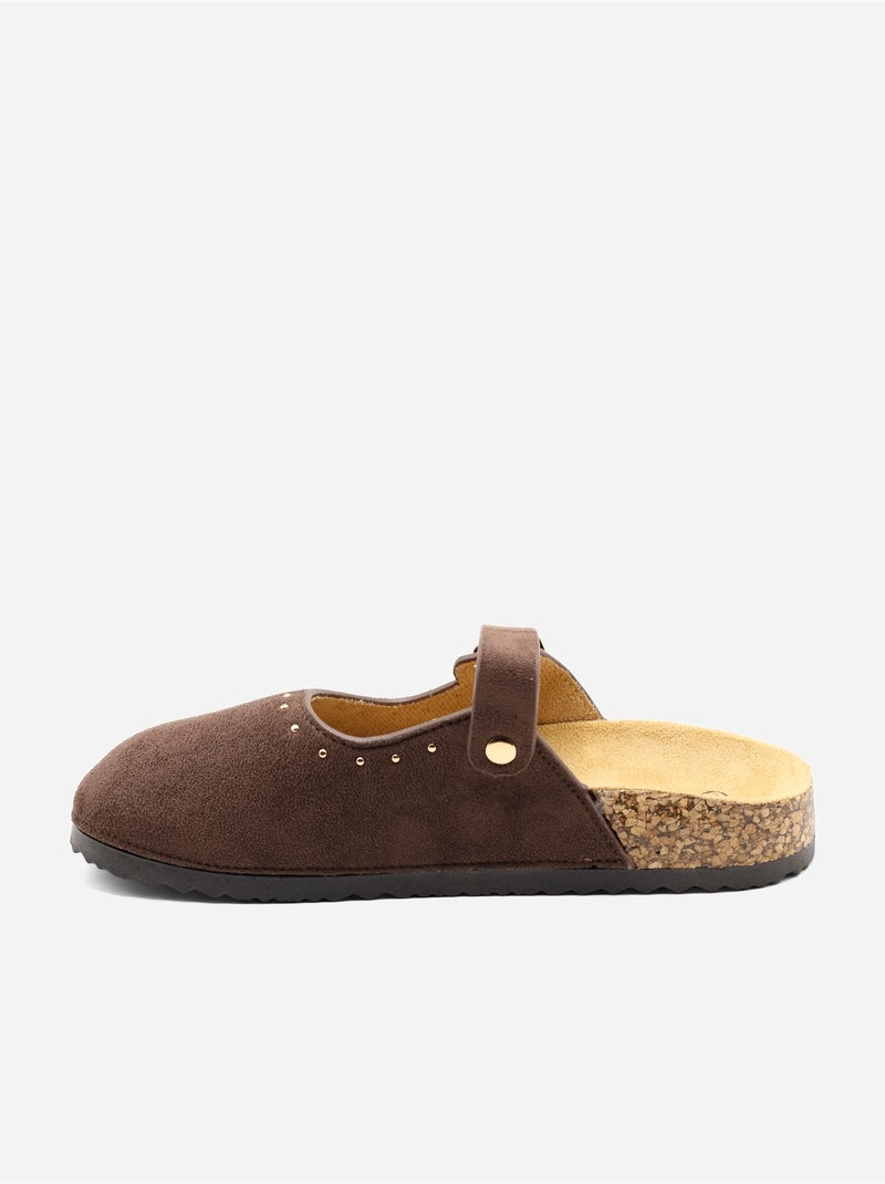 Mules com fivela com tachas Castanho - Kiabi
