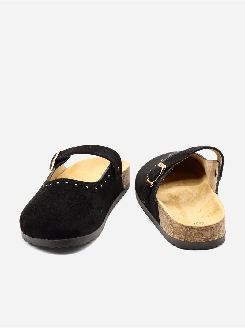 Mules com fivela com tachas Preto - Kiabi