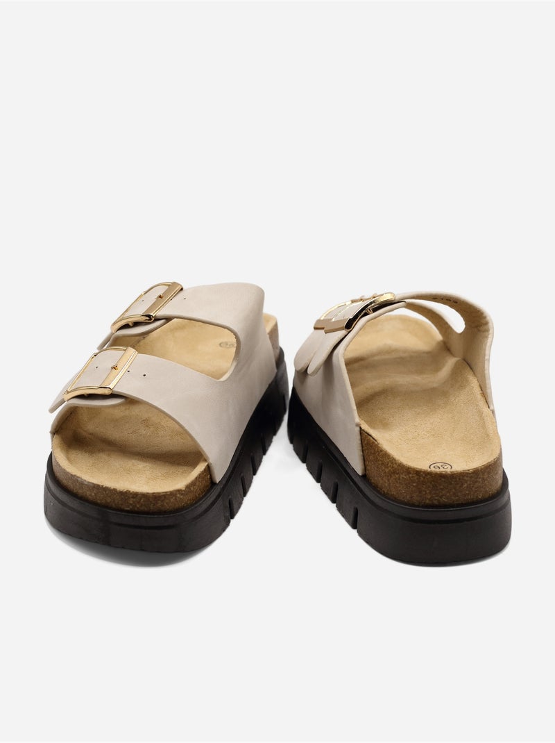 Mules com plataforma Bege - Kiabi