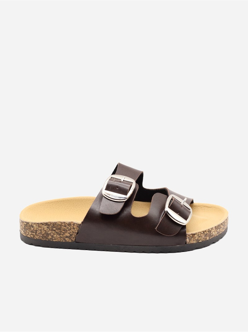 Mules com tira dupla Castanho-escuro - Kiabi