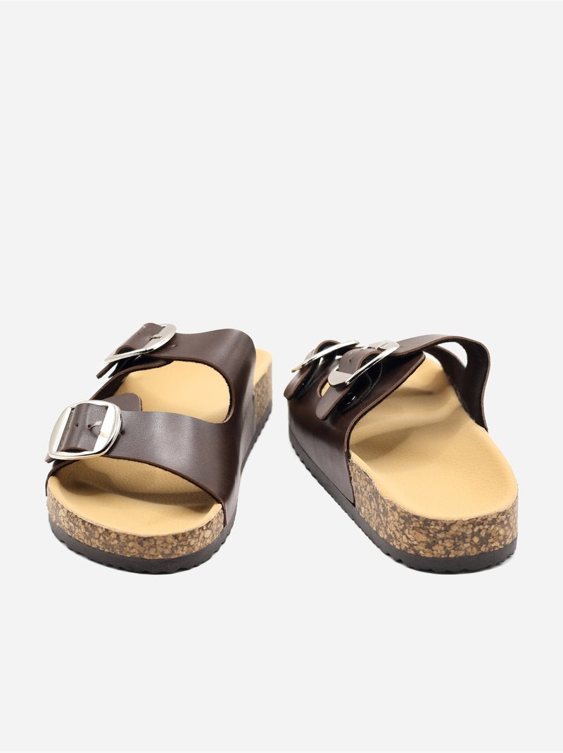 Mules com tira dupla Castanho-escuro - Kiabi