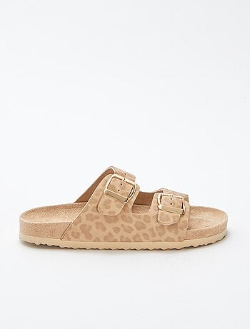 Mules com tira dupla motivo leopardo