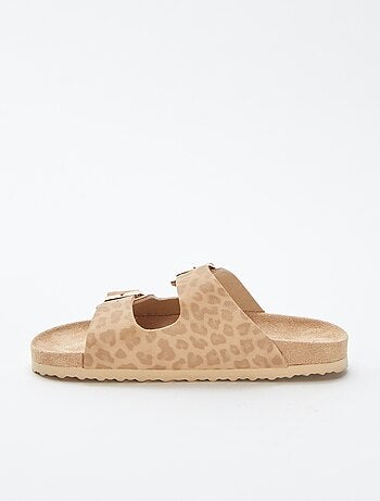 Mules com tira dupla motivo leopardo