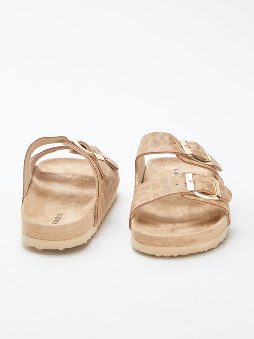 Mules com tira dupla motivo leopardo - Kiabi