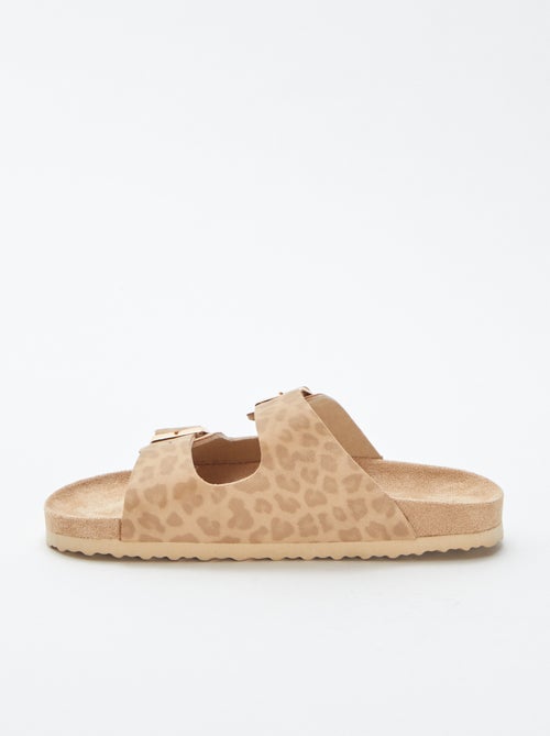 Mules com tira dupla motivo leopardo - Kiabi