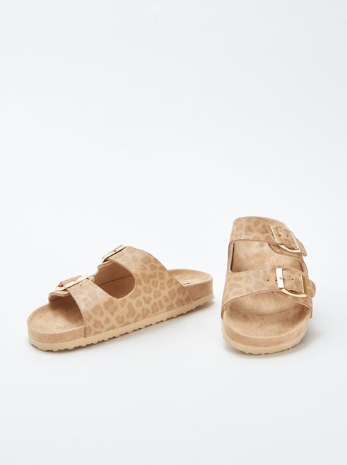 Mules com tira dupla motivo leopardo - Kiabi