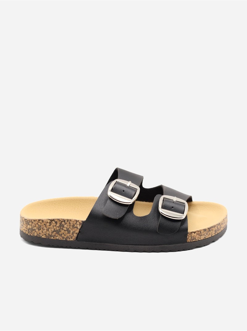 Mules com tira dupla Preto - Kiabi