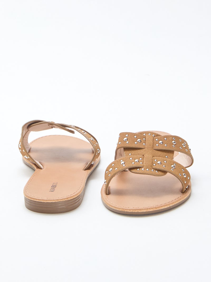 Mules com tira em macramé brilhante Castanho - Kiabi