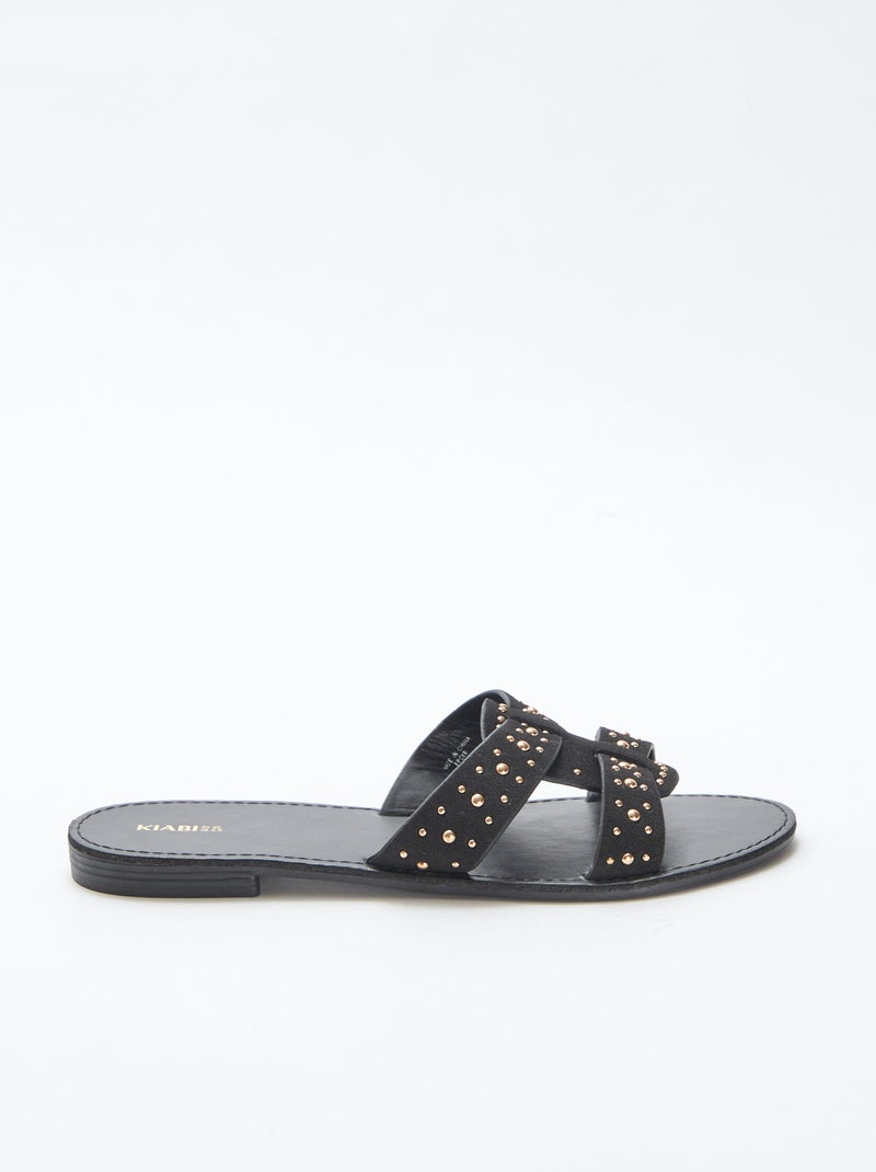 Mules com tira em macramé brilhante Preto - Kiabi