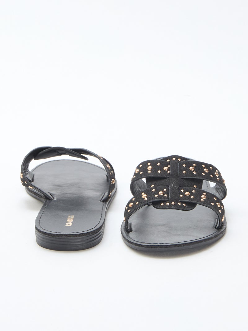 Mules com tira em macramé brilhante Preto - Kiabi
